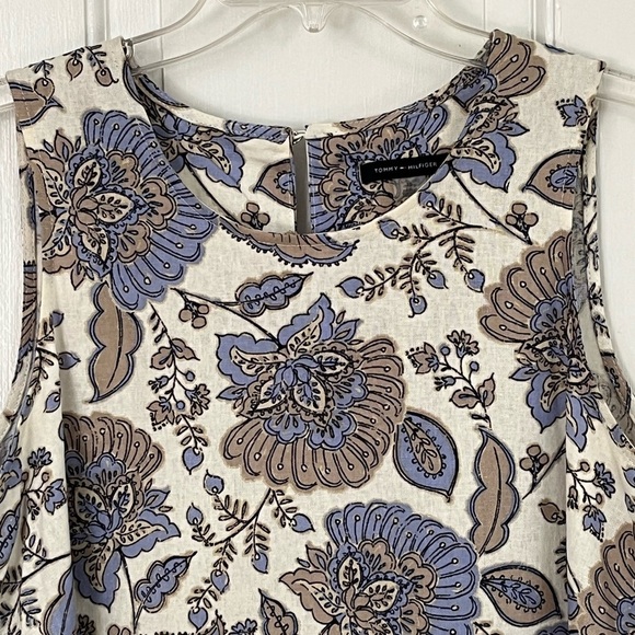 Tommy Hilfiger Linen Blend Sleeveless Provincial Paisley Shift Dress Size 10 - Picture 5 of 14